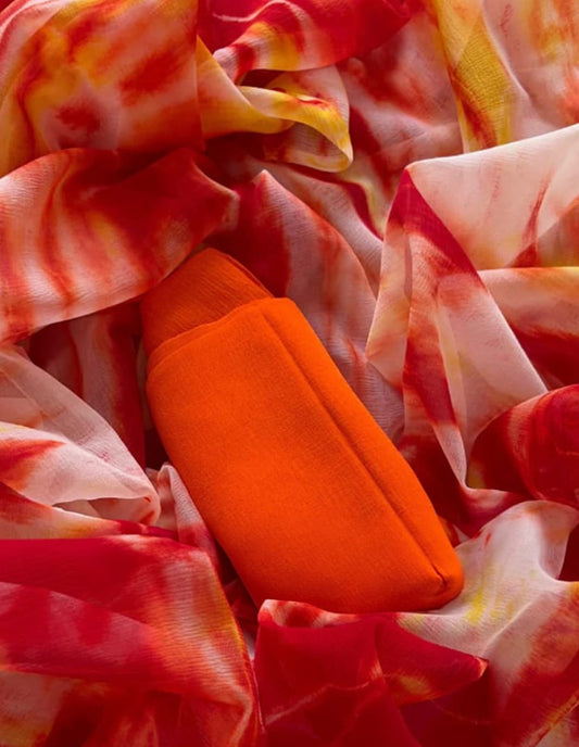 Sunset Blaze Shibori Saree