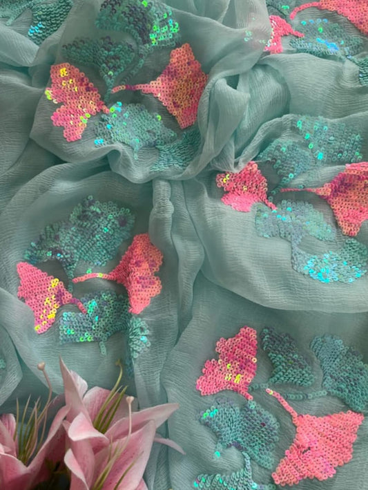 Aqua Glam Sequins Saree