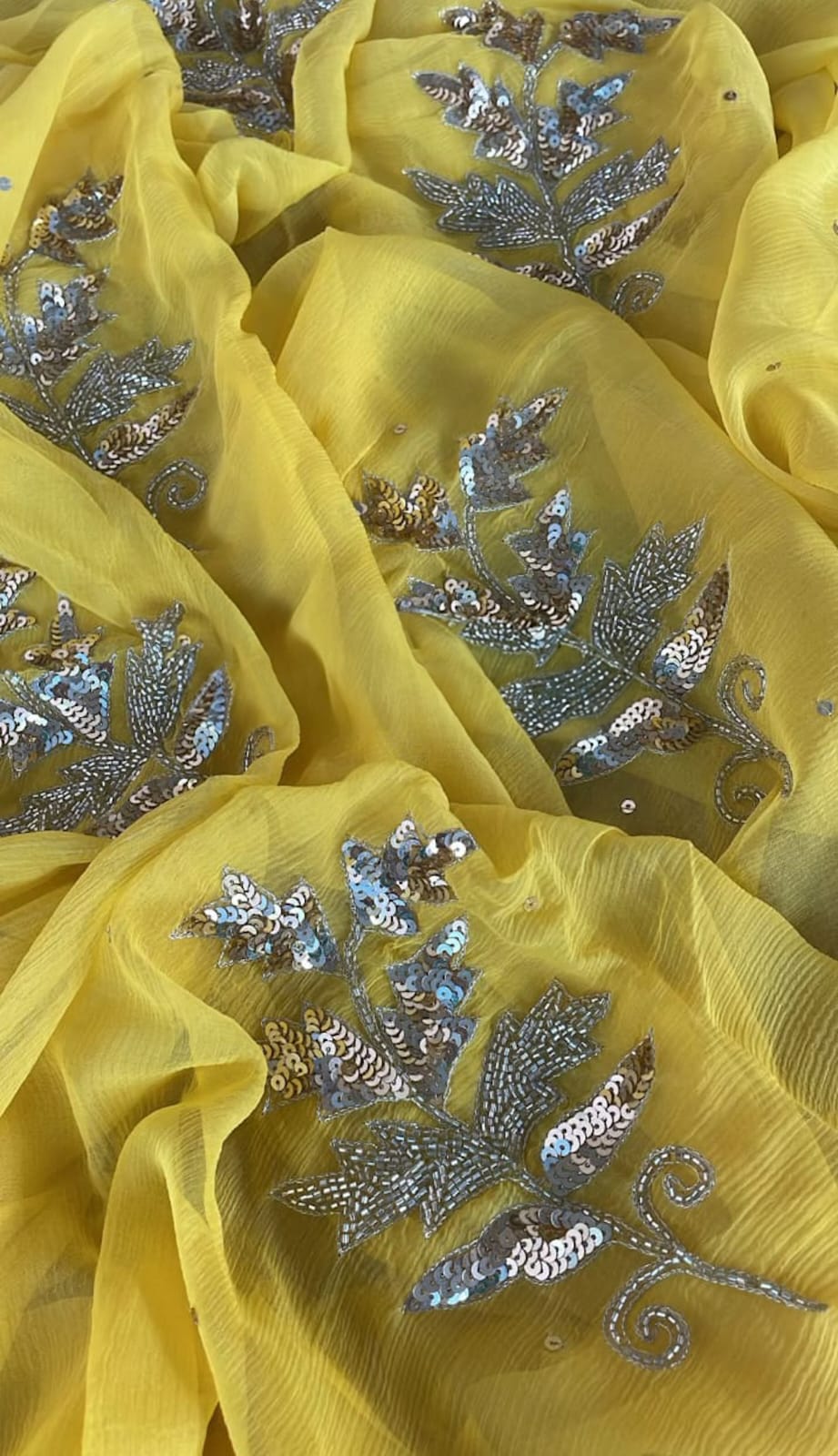 Sunshine Leaf Sequins Saree