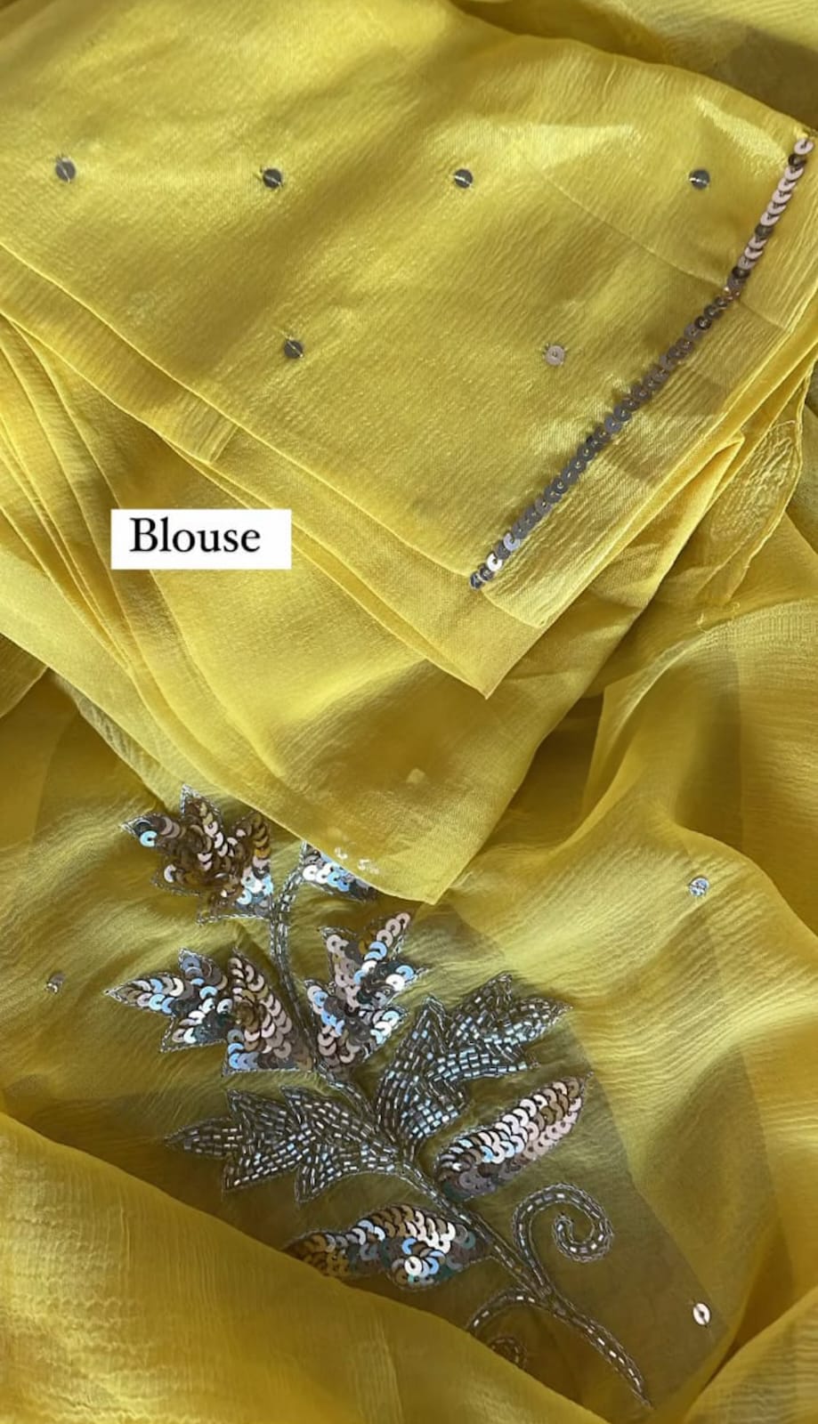 Sunshine Leaf Sequins Saree
