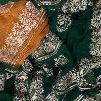 Forest Green Pittan Border Saree