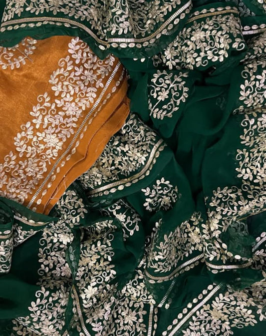 Forest Green Pittan Border Saree