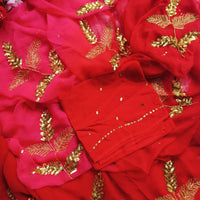 Red Rani Sequins Detail Saree