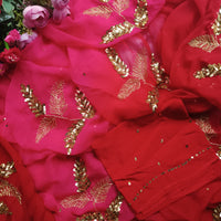 Red Rani Sequins Detail Saree