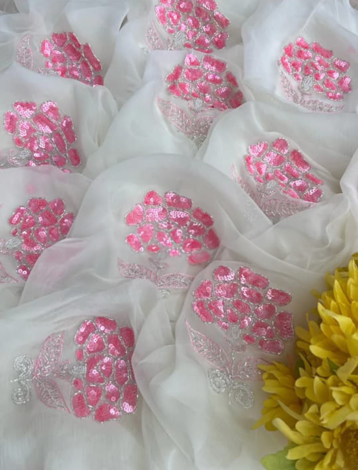 White Blushing Rose Saree
