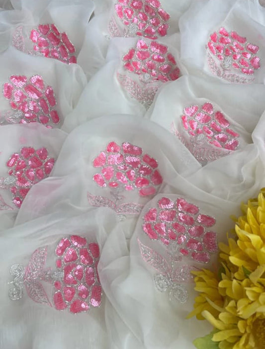 White Blushing Rose Saree