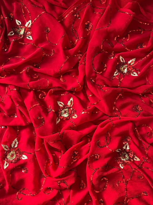 Red Jaal Saree