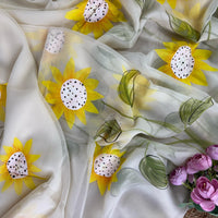 Sunflower Hand Painted Saree