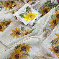 Vibrant Sunflowers Handpainted Kota Doria Saree