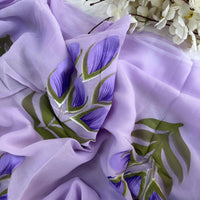 Lavender Bliss Hand painted Saree
