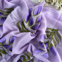 Lavender Bliss Hand painted Saree