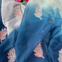 Forest Fern Silver Leaf Saree