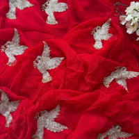 Red Hummingbird Saree