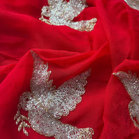 Red Hummingbird Saree