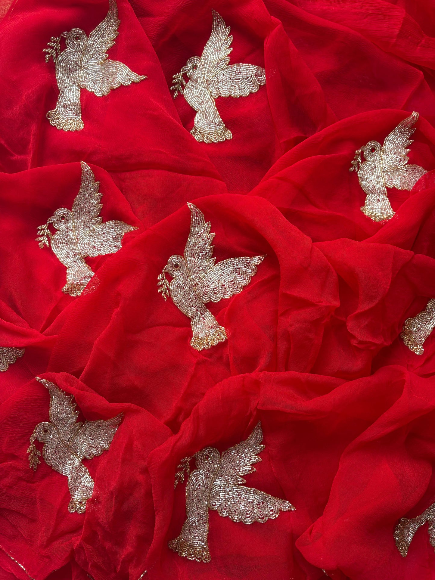 Red Hummingbird Saree