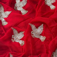 Red Hummingbird Saree