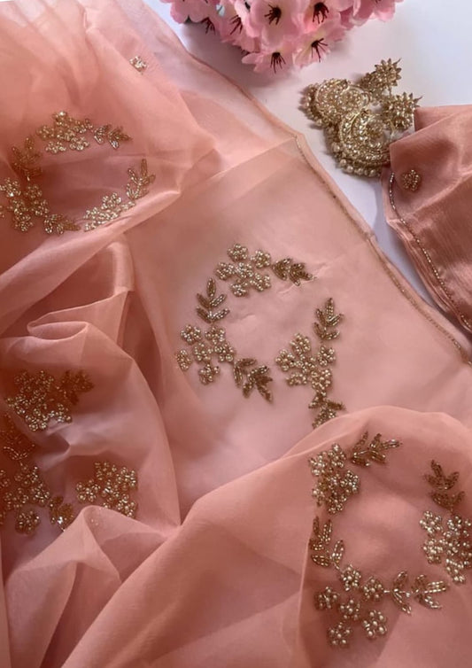 Creamy Nude Cut Daana Saree