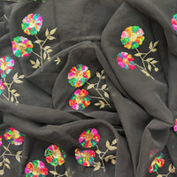 Midnight Bloom Saree