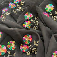 Midnight Bloom Saree