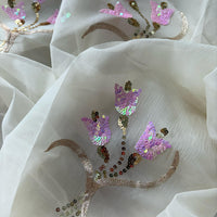 Lotus Bloom Cream Saree