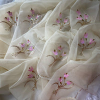 Lotus Bloom Cream Saree